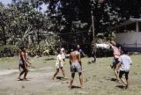 French Polynesia, school children playing volleyball on Tahiti Island