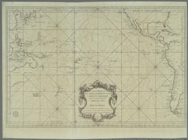 Carte reduite des mers comprises entre l'Asie et l'Amerique : apelees par les navigateurs Mer du Sud ou Mer Pacifique pour servir aux vaisseaux du Roy / Dressee aux Depost des Cartes Plans et Journaux de la Marine; par ordre de M. le Compte de Maurepas, Jean Laurent Guidotto