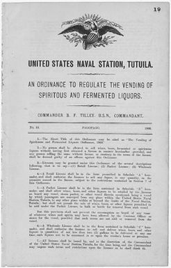 An Ordinance To Regulate The Vending Of Spiritous And Fermented Liquors, Order No. 19, The Vending of Spiritous and Fermented Ordinance, 1900