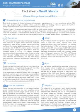 IPCC Pacific factsheet : Small Islands - Climate Change Impacts and Risks