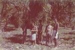 Oceanographer Roger Revelle (extreme right) with other scientists at the Bikini Atoll encampment located in the Marshall Islands, during the Mid-Pac Expedition (1950). 1950