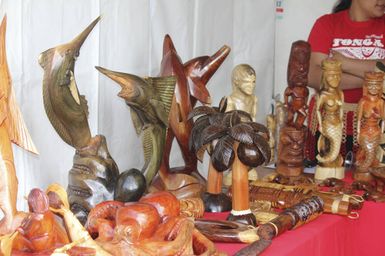 Tongan crafts on display at Pasifika Festival, 2016.