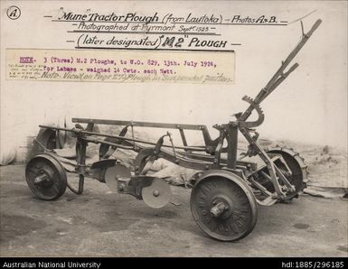 Massey Harris Plough built at Rarawai