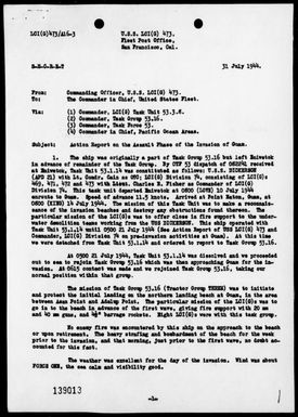 LCI(G)-473 - Rep of opers in support of the invasion & occupation of Guam Island, Marianas, 7/14-21/44