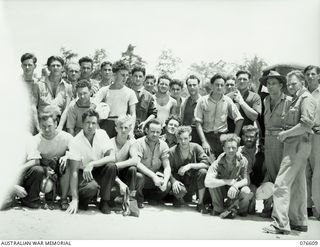 FINSCHHAFEN AND MARKHAM VALLEY, NEW GUINEA. 1944-10-19. SURVIVORS OF THE CREW OF THE RAN CORVETTE, "GEELONG" WHICH WAS SUNK DURING A COLLISION OFF FINSCHHAFEN