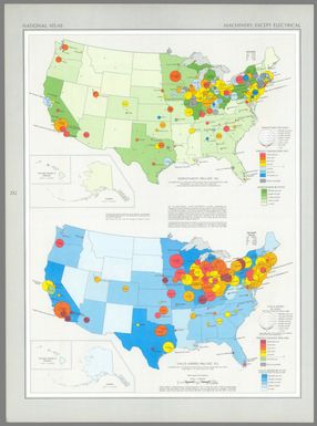 Employment : 1963 (SIC 35) / compiled from U. S. Bureau of the Census, Census of manufacturers: 1963, Washington, U. S. Govt. Print Off., 1966; and various State and national directories of manufacturers -- Value added : 1963 (SIC 35) / compiled from U. S. Bureau of the Census, Census of manufacturers: 1963, Washington, U. S. Govt. Print Off., 1966.