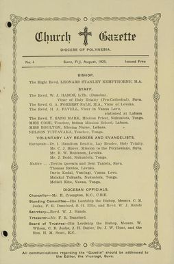 Church Gazette, Polynesia: August 1925