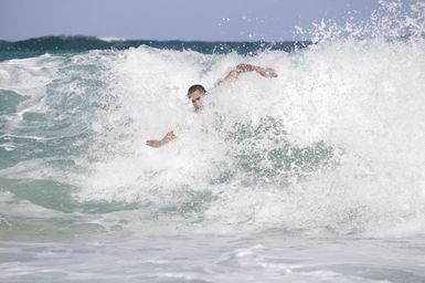 President Barack Obama Swimming on the Beach