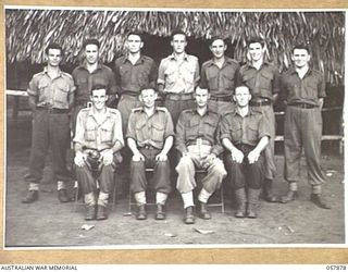 DOBODURA, NEW GUINEA, 1943-10-11. GROUP PORTRAIT OF MEMBERS OF THE HEADQUARTERS SIGNALS, 11TH AUSTRALIAN DIVISION