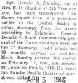 Stanley, after he was stationed in Guam, waited for his discharge in the United States