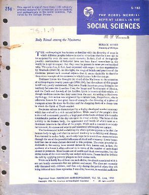 Body ritual among the Nacirema