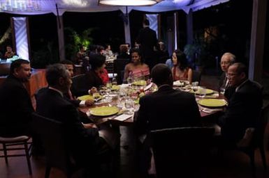 Barack Obama and Michelle Obama attend the Leaders Dinner at the APEC summit in Honolulu, Hawaii, November 12, 2011