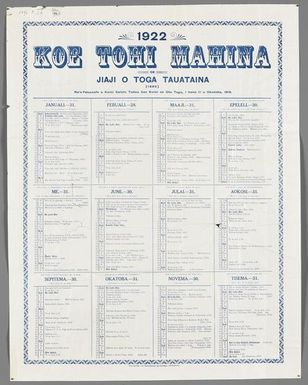"1922 Koe Tohi Mahina oe Jiaji o Toga Tauataina"