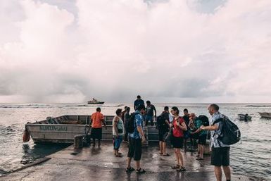 Te Papa staff arriving in Nukunonu, Nukunonu, Tokelau