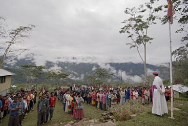 Bishop Christopher Prowse visiting a Catholic Mission in Bema, Gulf Province, Papua New Guinea, 2006 / Dave Tacon
