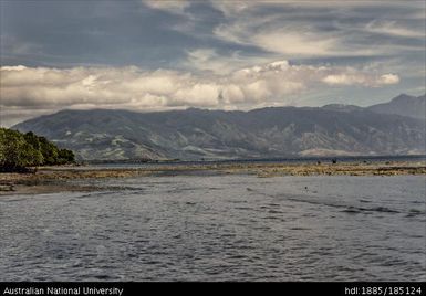 Mwadeya River, looking towards Goodenough island from the mouth of the river