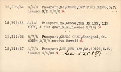 Index Card for Files 15196/54, 15196/55, 15196/56, and 15196/57