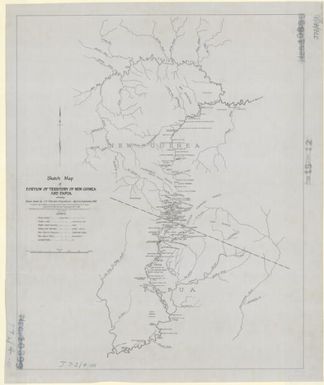 Sketch map of portion of territory of New Guinea and Papua showing route taken by J.A. Thurston expedition - April to September, 1942 / Property and Survey Branch