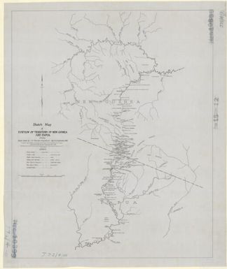 Sketch map of portion of territory of New Guinea and Papua showing route taken by J.A. Thurston expedition - April to September, 1942 / Property and Survey Branch