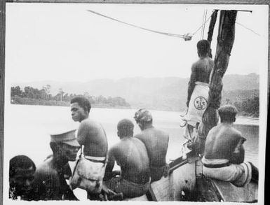 Schooner Hermes with police and prisoners, Awar, Sepik River, New Guinea, 1935, 2 / Sarah Chinnery