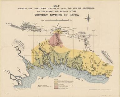 Map showing the approximate position of coal, gas, and oil discoveries on the Purari and Vailala Rivers, Western Division of Papua