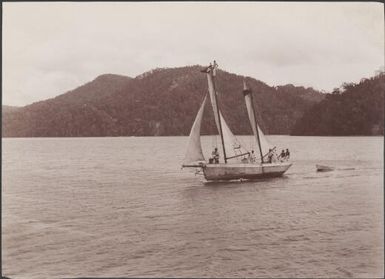 Dr. Welchman's mission schooner The Ruth, in Pirihadi Bay, Solomon Islands, 1906, 1 / J.W. Beattie