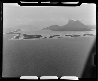 Bora Bora, Society Islands, French Polynesia, showing lagoon and barrier reef