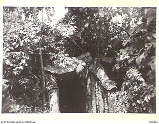 RABAUL, NEW BRITAIN, 1945-09-11. BECAUSE OF THE DESTRUCTION BY ALLIED AIR ATTACKS OF ALL ABOVEGROUND FACILITIES THE JAPANESE RESORTED TO THE EXTENSIVE USE OF TUNNELS IN AND AROUND RABAUL. MOST ..