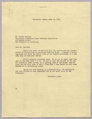 [Letter from I. H. Kempner to Donald Maclean, June 19, 1953]