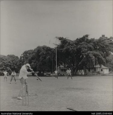 Boys playing cricket