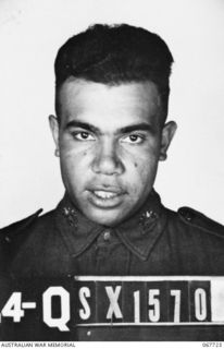 MELBOURNE, VICTORIA, AUSTRALIA. 1944-08-01. SX1570 PRIVATE T. HUGHES, MM, 2/10TH INFANTRY BATTALION. PRIVATE HUGHES WAS AWARDED THE MILITARY MEDAL FOR GALLANTRY DURING THE ADVANCE OF THE BATTALION ..