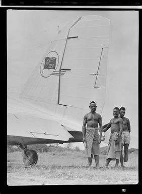 Locals at Kavieng airfield, Papua New Guinea