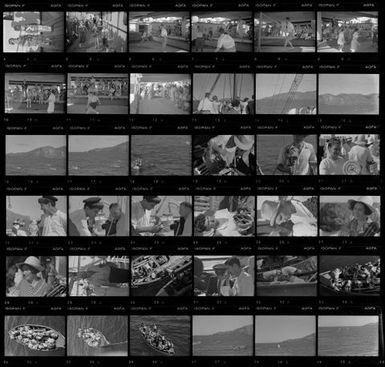 Scenes on board the SS Arawa, including visit from Pitcairn Islanders
