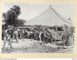 WEWAK POINT, NEW GUINEA. 1945-08-29. THE SALVATION ARMY REST CENTRE FOR 2/8 INFANTRY BATTALION TROOPS