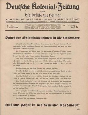 Deutsche Kolonial-Zeitung, 46. Jg. 1. Juni 1934, Heft 6.