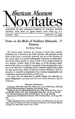 Notes on the birds of northern Melanesia