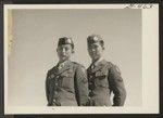 T/C Kazuo Yoshida (left) and T/C Clarence Ota (right) visited Heart Mountain. They are originally from Hawaii--volunteered for the 442nd