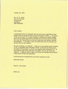 Letter from Mark H. McCormack to Maurie R. Davis