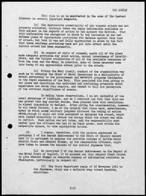 Kimmel, Husband E., Reports: Navy Court of Inquiry, Pearl Harbor Report, August 29, 1945