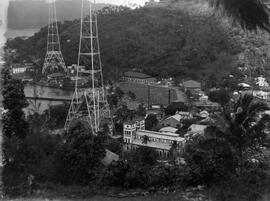 [View overlooking a coastal town - Pago Pago?]