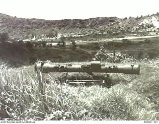 NEW BRITAIN, 1945-09. A JAPANESE ARTILLERY RANGE FINDER ON THE GAZELLE PENINSULA. (RNZAF OFFICIAL PHOTOGRAPH.)