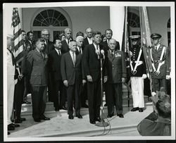 President John F. Kennedy awards the Distinquished Service Medal to U.S. Air Force General Emmett O'Donnell, Jr. at the White House on September 6, 1963, 1963 September 3