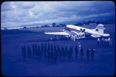 Reception on the tarmac at Lae for Prince Phillip, 1956, [1] Tom Meigan
