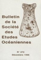 Bulletin de la Société des Études Océaniennes numéro 272