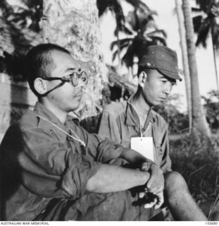 TWO JAPANESE PRISONERS OF WAR CAPTURED DURING THE FIGHTING IN 1944 ALONG THE NORTH COAST OF NEW GUINEA