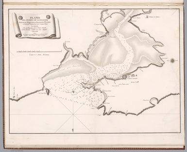 Plano del Puerto de Santander : Situado el Muelle de la Ciudad en Latd... Levantado por el Brigadier de la Rl. Armada D. Vicente Tofino de S. Miguel. Ano de 1788. (to accompany) Atlas maritimo de Espana : Madrid MDCCLXXXIX (1789).