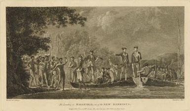 The landing at Mallicolo, one of the New Hebrides / painted by William Hodges; engraved by James Basire