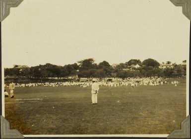 Crowds welcoming Charles Kingsford-Smith at Albert Park, Suva, Fiji, 1928