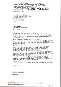 Letter from Mark H. McCormack to William D. Bonham
