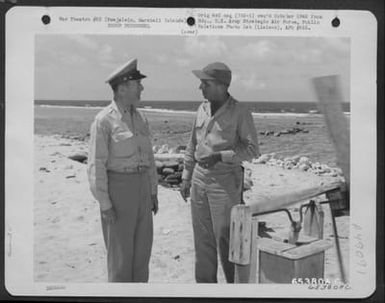 Lt. General Robert Richardson, Jr., Chats With Major General Willis H. Hale During His Inspection Tour Of Air Force Installations On Kwajalein, Marshall Islands. (U.S. Air Force Number 65380AC)